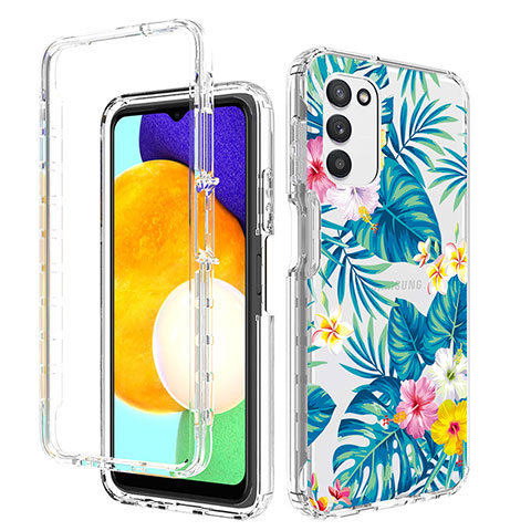 Silikon Hülle Handyhülle Ultra Dünn Flexible Schutzhülle Tasche Transparent Vorder und Rückseite 360 Grad Ganzkörper JX3 für Samsung Galaxy A02s Hellblau