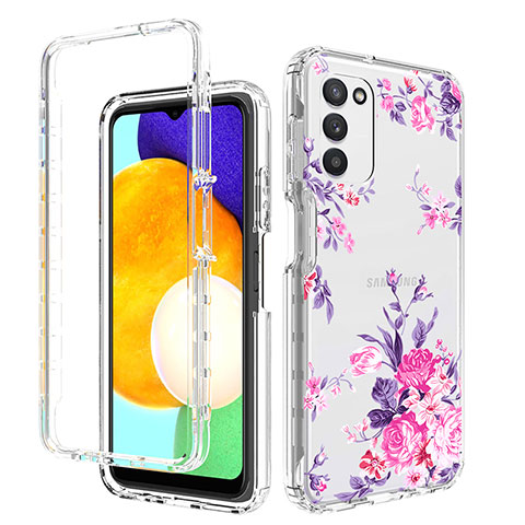 Silikon Hülle Handyhülle Ultra Dünn Flexible Schutzhülle Tasche Transparent Vorder und Rückseite 360 Grad Ganzkörper JX3 für Samsung Galaxy M02s Rosa