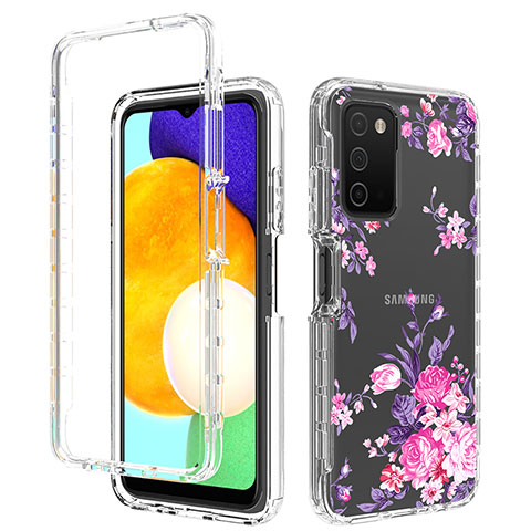 Silikon Hülle Handyhülle Ultra Dünn Flexible Schutzhülle Tasche Transparent Vorder und Rückseite 360 Grad Ganzkörper JX4 für Samsung Galaxy A02s Rosa