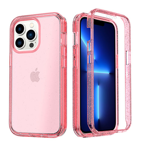 Silikon Hülle Handyhülle Ultra Dünn Flexible Schutzhülle Tasche Transparent Vorder und Rückseite 360 Grad Ganzkörper YJ1 für Apple iPhone 13 Pro Max Rot