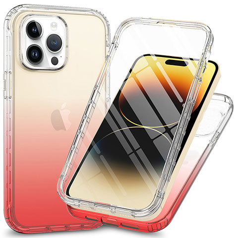 Silikon Hülle Handyhülle Ultra Dünn Flexible Schutzhülle Tasche Transparent Vorder und Rückseite 360 Grad Ganzkörper ZJ1 für Apple iPhone 13 Pro Max Rot