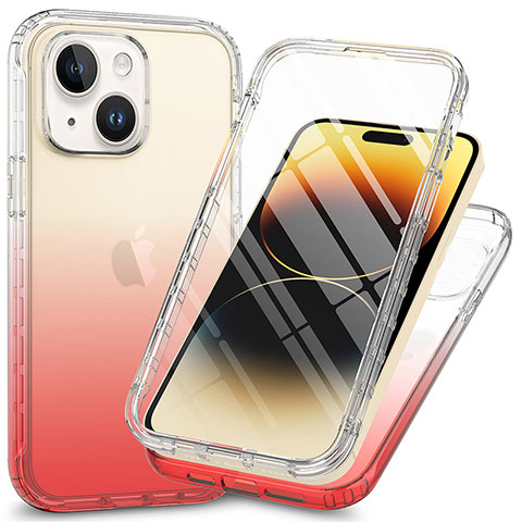 Silikon Hülle Handyhülle Ultra Dünn Flexible Schutzhülle Tasche Transparent Vorder und Rückseite 360 Grad Ganzkörper ZJ1 für Apple iPhone 14 Plus Rot