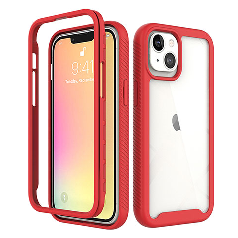 Silikon Hülle Handyhülle Ultra Dünn Flexible Schutzhülle Tasche Vorder und Rückseite 360 Grad Ganzkörper für Apple iPhone 13 Mini Rot