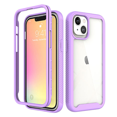 Silikon Hülle Handyhülle Ultra Dünn Flexible Schutzhülle Tasche Vorder und Rückseite 360 Grad Ganzkörper für Apple iPhone 13 Mini Violett