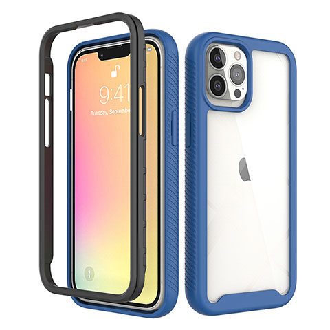 Silikon Hülle Handyhülle Ultra Dünn Flexible Schutzhülle Tasche Vorder und Rückseite 360 Grad Ganzkörper für Apple iPhone 13 Pro Max Blau