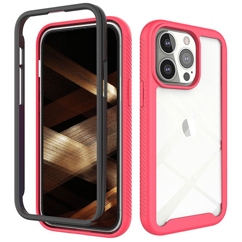 Silikon Hülle Handyhülle Ultra Dünn Flexible Schutzhülle Tasche Vorder und Rückseite 360 Grad Ganzkörper für Apple iPhone 14 Pro Pink