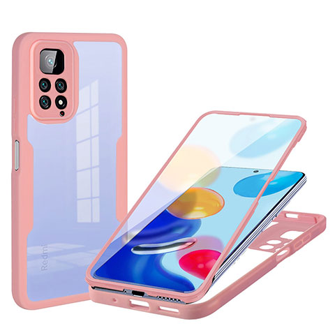 Silikon Hülle Handyhülle Ultra Dünn Flexible Schutzhülle Tasche Vorder und Rückseite 360 Grad Ganzkörper für Xiaomi Redmi Note 11S 4G Rosa