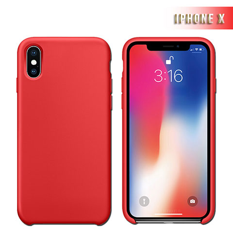 Silikon Hülle Handyhülle Ultra Dünn Schutzhülle 360 Grad M02 für Apple iPhone X Rot