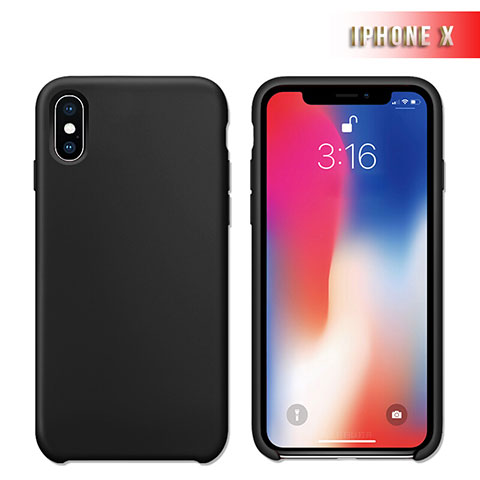 Silikon Hülle Handyhülle Ultra Dünn Schutzhülle 360 Grad M02 für Apple iPhone X Schwarz