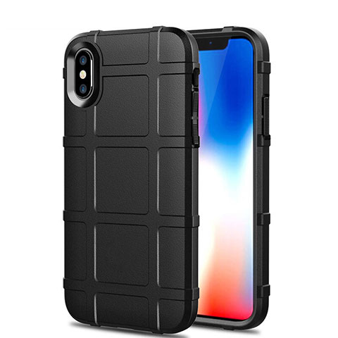 Silikon Hülle Handyhülle Ultra Dünn Schutzhülle 360 Grad Tasche für Apple iPhone X Schwarz