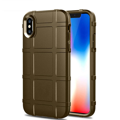 Silikon Hülle Handyhülle Ultra Dünn Schutzhülle 360 Grad Tasche für Apple iPhone Xs Max Braun