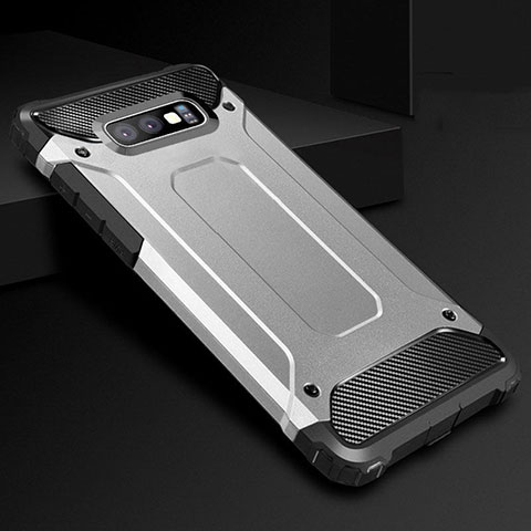 Silikon Hülle Handyhülle Ultra Dünn Schutzhülle 360 Grad Tasche S01 für Samsung Galaxy S10e Silber