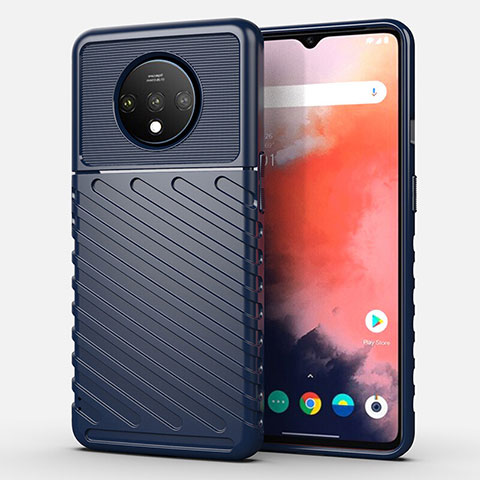 Silikon Hülle Handyhülle Ultra Dünn Schutzhülle 360 Grad Tasche S02 für OnePlus 7T Blau