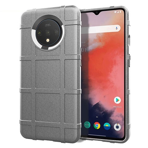 Silikon Hülle Handyhülle Ultra Dünn Schutzhülle 360 Grad Tasche S04 für OnePlus 7T Silber