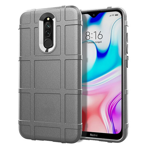 Silikon Hülle Handyhülle Ultra Dünn Schutzhülle 360 Grad Tasche S07 für Xiaomi Redmi 8 Grau