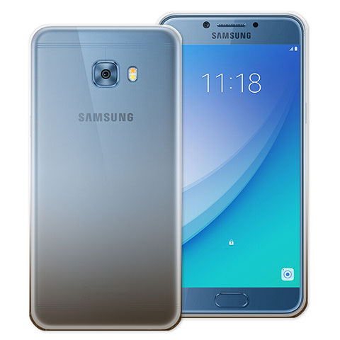 Silikon Hülle Handyhülle Ultra Dünn Schutzhülle Durchsichtig Farbverlauf für Samsung Galaxy C5 Pro C5010 Grau