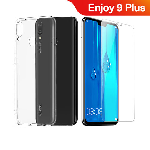 Silikon Hülle Handyhülle Ultra Dünn Schutzhülle Durchsichtig Transparent mit Schutzfolie für Huawei Enjoy 9 Plus Klar