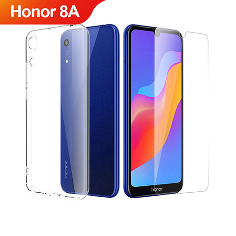 Silikon Hülle Handyhülle Ultra Dünn Schutzhülle Durchsichtig Transparent mit Schutzfolie für Huawei Honor 8A Klar