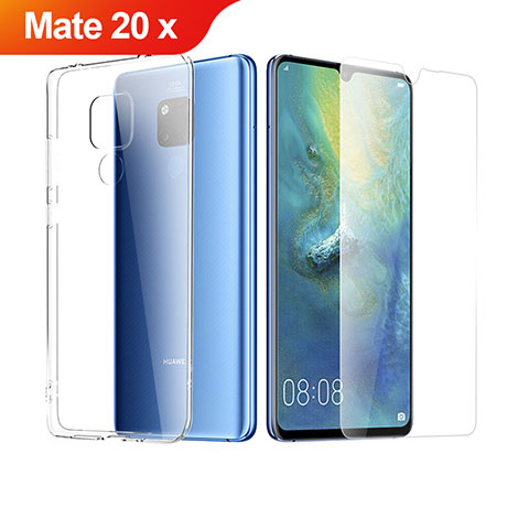 Silikon Hülle Handyhülle Ultra Dünn Schutzhülle Durchsichtig Transparent mit Schutzfolie für Huawei Mate 20 X 5G Klar