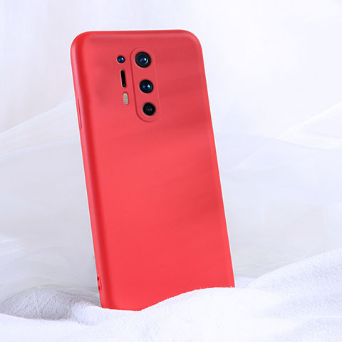 Silikon Hülle Handyhülle Ultra Dünn Schutzhülle Flexible 360 Grad Ganzkörper Tasche C02 für OnePlus 8 Pro Rot