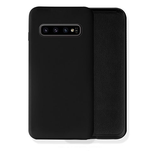 Silikon Hülle Handyhülle Ultra Dünn Schutzhülle Flexible 360 Grad Ganzkörper Tasche C02 für Samsung Galaxy S10 5G Schwarz