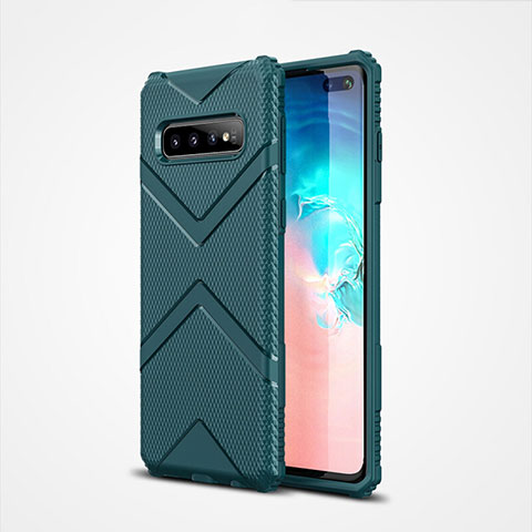 Silikon Hülle Handyhülle Ultra Dünn Schutzhülle Flexible 360 Grad Ganzkörper Tasche C04 für Samsung Galaxy S10 Plus Grün