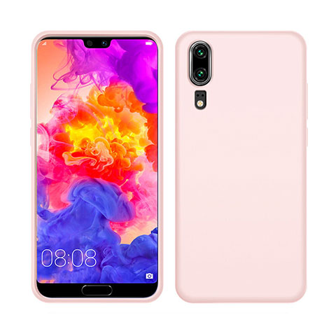 Silikon Hülle Handyhülle Ultra Dünn Schutzhülle Flexible 360 Grad Ganzkörper Tasche C05 für Huawei P20 Rosa