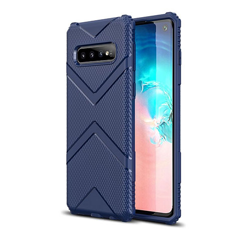 Silikon Hülle Handyhülle Ultra Dünn Schutzhülle Flexible 360 Grad Ganzkörper Tasche C06 für Samsung Galaxy S10 5G Blau