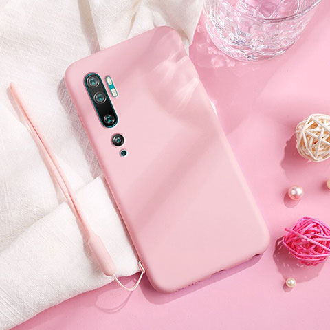 Silikon Hülle Handyhülle Ultra Dünn Schutzhülle Flexible 360 Grad Ganzkörper Tasche C06 für Xiaomi Mi Note 10 Rosa