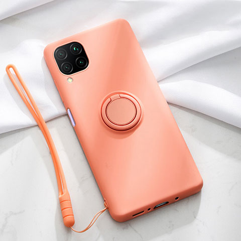 Silikon Hülle Handyhülle Ultra Dünn Schutzhülle Flexible Tasche Silikon mit Magnetisch Fingerring Ständer T01 für Huawei Nova 7i Orange