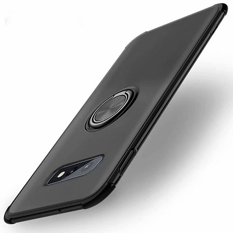 Silikon Hülle Handyhülle Ultra Dünn Schutzhülle Flexible Tasche Silikon mit Magnetisch Fingerring Ständer T01 für Samsung Galaxy S10e Schwarz