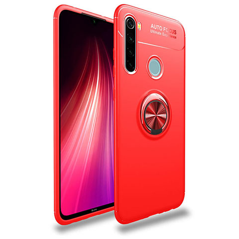 Silikon Hülle Handyhülle Ultra Dünn Schutzhülle Flexible Tasche Silikon mit Magnetisch Fingerring Ständer T02 für Xiaomi Redmi Note 8T Rot