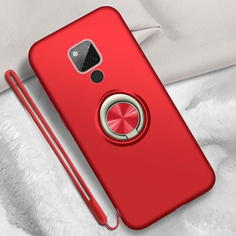 Silikon Hülle Handyhülle Ultra Dünn Schutzhülle Flexible Tasche Silikon mit Magnetisch Fingerring Ständer T05 für Huawei Mate 20 X 5G Rot