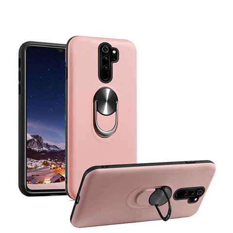 Silikon Hülle Handyhülle Ultra Dünn Schutzhülle Flexible Tasche Silikon mit Magnetisch Fingerring Ständer T05 für Xiaomi Redmi Note 8 Pro Rosegold