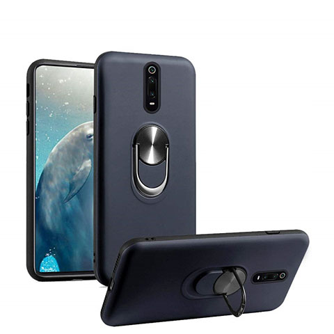 Silikon Hülle Handyhülle Ultra Dünn Schutzhülle Flexible Tasche Silikon mit Magnetisch Fingerring Ständer T08 für Xiaomi Mi 9T Pro Blau