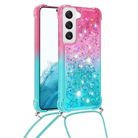 Silikon Hülle Handyhülle Ultra Dünn Schutzhülle Tasche Durchsichtig Farbverlauf Y01B für Samsung Galaxy S21 5G Cyan