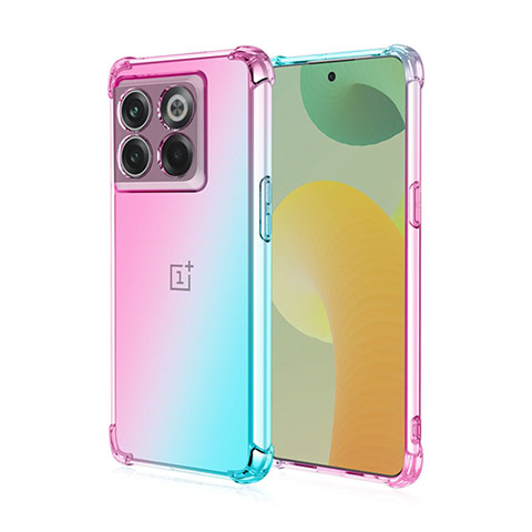 Silikon Hülle Handyhülle Ultra Dünn Schutzhülle Tasche Durchsichtig Transparent Farbverlauf für OnePlus 10T 5G Cyan