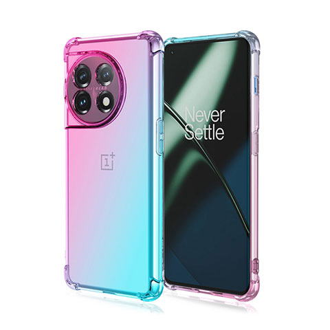 Silikon Hülle Handyhülle Ultra Dünn Schutzhülle Tasche Durchsichtig Transparent Farbverlauf für OnePlus Ace 2 Pro 5G Cyan