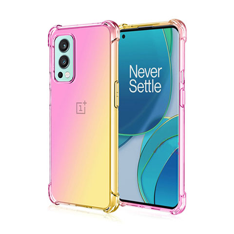 Silikon Hülle Handyhülle Ultra Dünn Schutzhülle Tasche Durchsichtig Transparent Farbverlauf für OnePlus Nord 2 5G Rosa