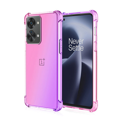 Silikon Hülle Handyhülle Ultra Dünn Schutzhülle Tasche Durchsichtig Transparent Farbverlauf für OnePlus Nord 2T 5G Pink