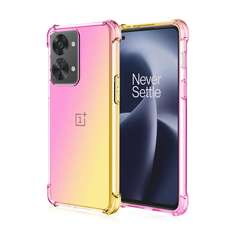 Silikon Hülle Handyhülle Ultra Dünn Schutzhülle Tasche Durchsichtig Transparent Farbverlauf für OnePlus Nord 2T 5G Rosa