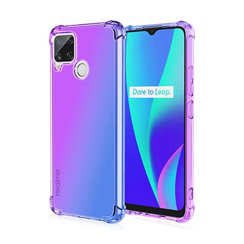 Silikon Hülle Handyhülle Ultra Dünn Schutzhülle Tasche Durchsichtig Transparent Farbverlauf für Realme 7i RMX2193 Helles Lila