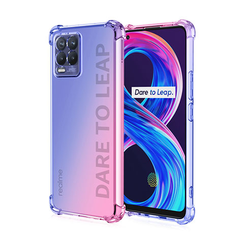 Silikon Hülle Handyhülle Ultra Dünn Schutzhülle Tasche Durchsichtig Transparent Farbverlauf für Realme 8 Pro Blau