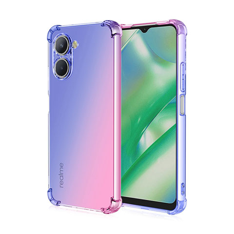 Silikon Hülle Handyhülle Ultra Dünn Schutzhülle Tasche Durchsichtig Transparent Farbverlauf für Realme C33 Blau