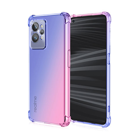 Silikon Hülle Handyhülle Ultra Dünn Schutzhülle Tasche Durchsichtig Transparent Farbverlauf für Realme GT2 Pro 5G Blau