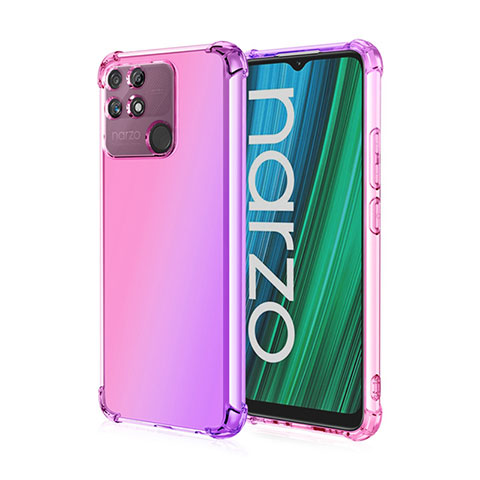 Silikon Hülle Handyhülle Ultra Dünn Schutzhülle Tasche Durchsichtig Transparent Farbverlauf für Realme Narzo 50A Pink