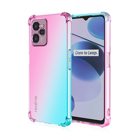 Silikon Hülle Handyhülle Ultra Dünn Schutzhülle Tasche Durchsichtig Transparent Farbverlauf für Realme Narzo 50A Prime Cyan