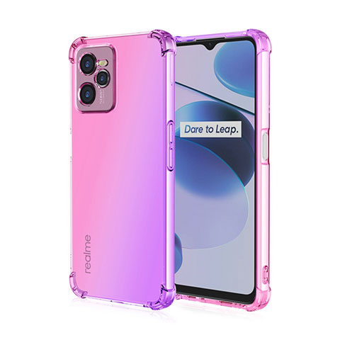 Silikon Hülle Handyhülle Ultra Dünn Schutzhülle Tasche Durchsichtig Transparent Farbverlauf für Realme Narzo 50A Prime Pink