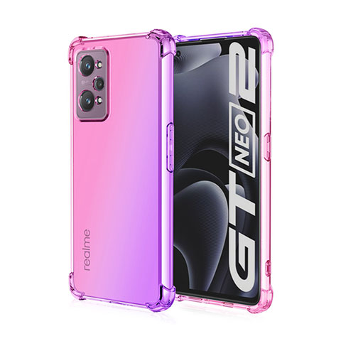 Silikon Hülle Handyhülle Ultra Dünn Schutzhülle Tasche Durchsichtig Transparent Farbverlauf für Realme Q5 Pro 5G Pink