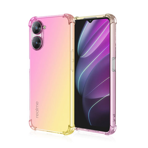 Silikon Hülle Handyhülle Ultra Dünn Schutzhülle Tasche Durchsichtig Transparent Farbverlauf für Realme V20 5G Rosa